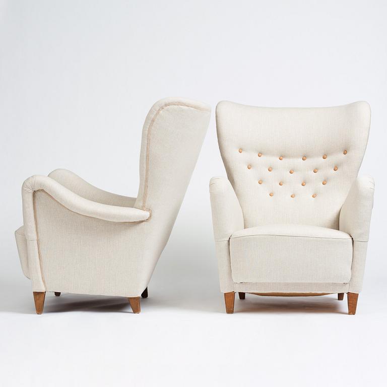 Otto Schulz, a pair of Swedish Modern easy chairs for Boet, Gothenburg 1940's.