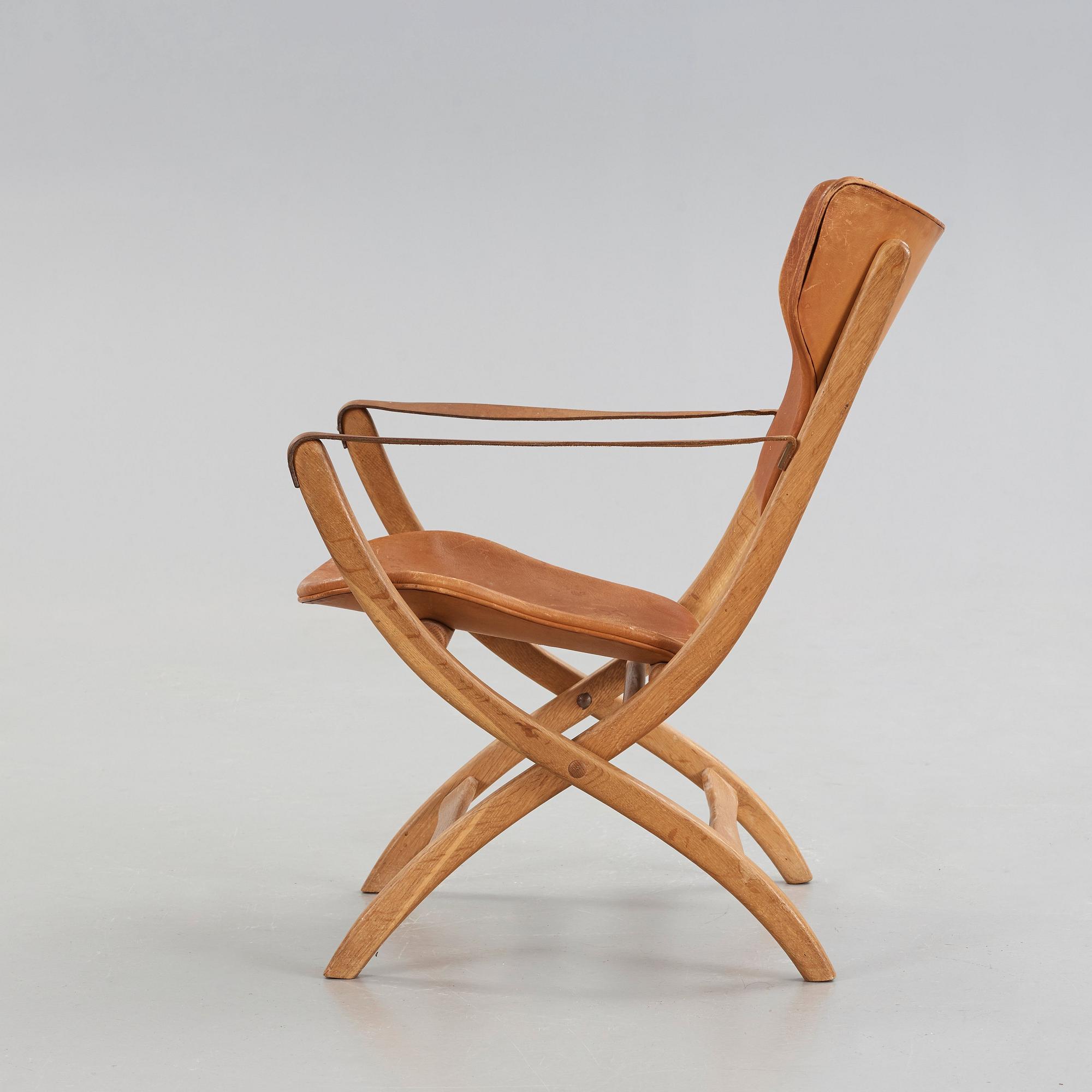 POUL HUNDEVAD, fällstol, "The Egyptian", Vamdrup, Danmark, 1950-60-tal.