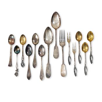 Cutlery, 14 pieces, silver, Finland, including Hopeavalmiste, Helsinki, 1959.