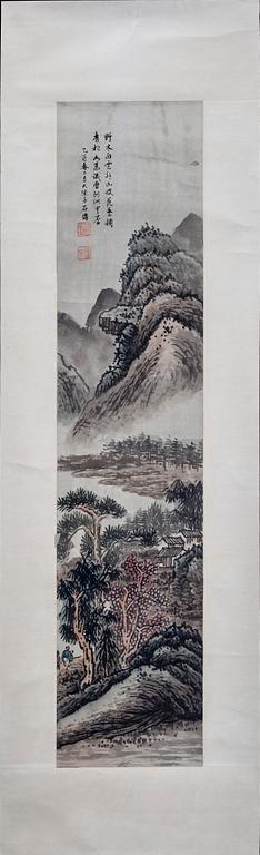 KAKEMONO, ett par, akvareller, Kina, 1900-tal.