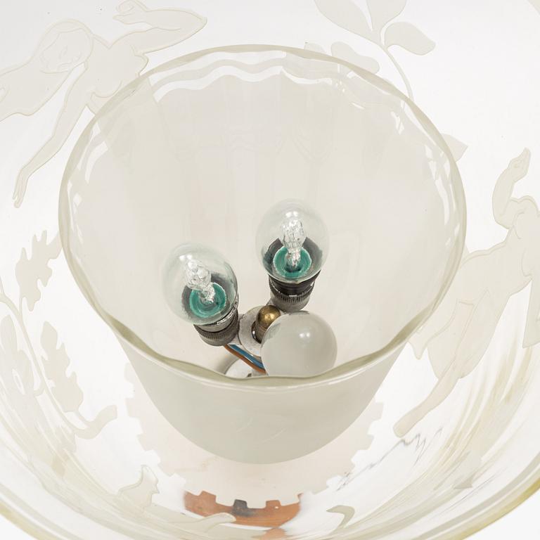 Birger Ekman, An elm and glass floor light, Glössner, first half of the 20th century.