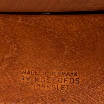 A set of six teak dining chairs upholstered in new sheep skin by Niels Koefoed, Denmark, 1960's.