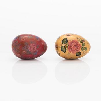 Rut Bryk, two ceramic decorative eggs signed Bryk.