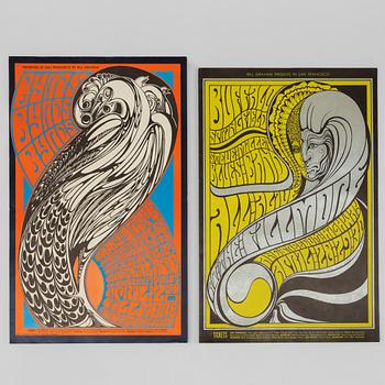 Wes Wilson, concert posters, a pair, West Coast Lithograph, 1967.