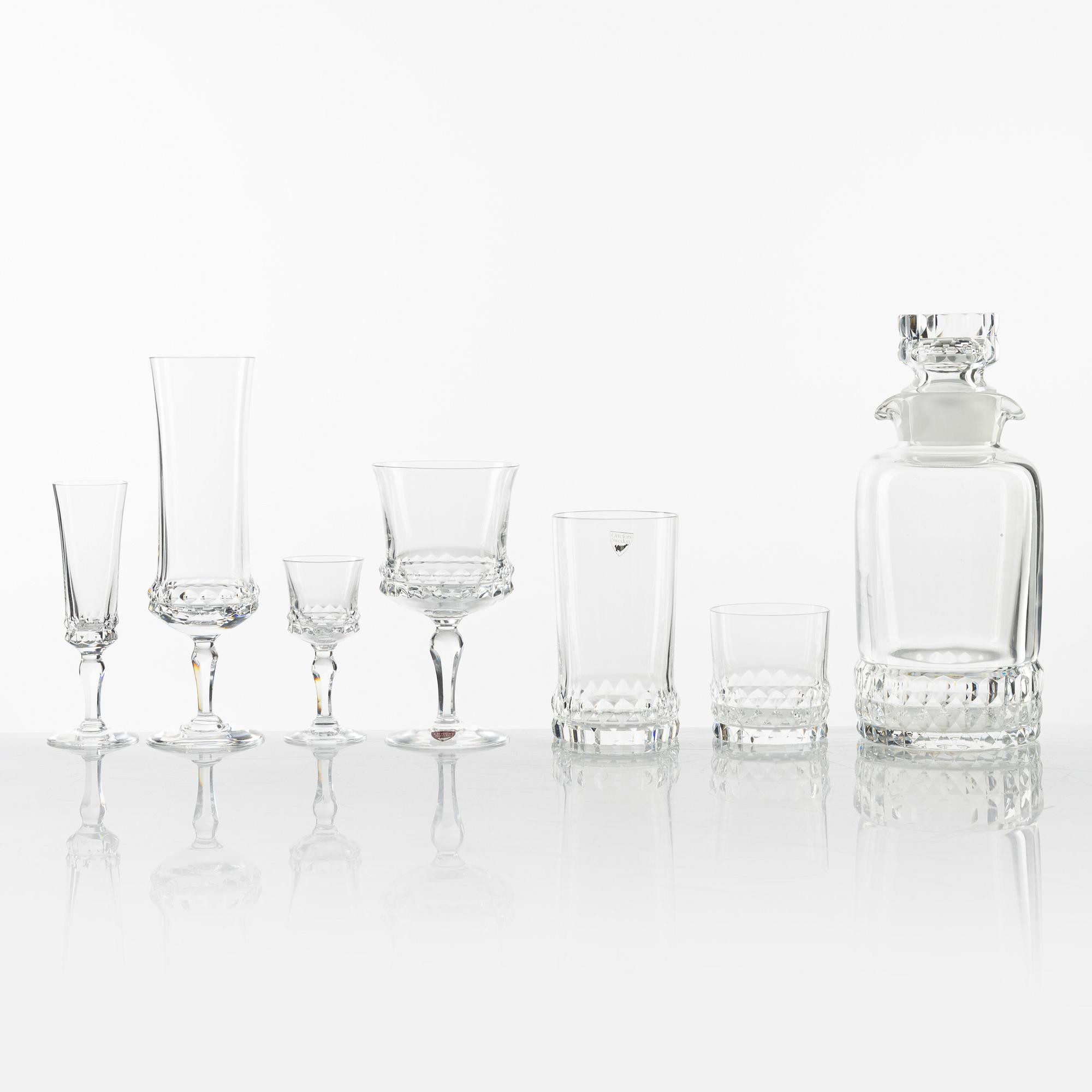 Ingeborg Lundin, glasservis, 70 delar, "Silvia", Orrefors.