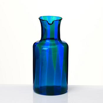 Fulvio Bianconi, a blue and green glass pitcher, Venini Murano, Italy 1960s.