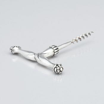Georg Jensen, an 830/1000 silver corkscrew, Copenhagen ca 1915-1919, Swedish import marks GAB F, design nr 89 (blurred).