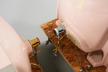 A pair of 1970/80s bathroom sink units in porcelain.