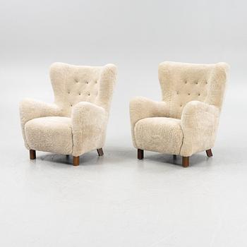 A pair of armchairs, Danish master carpenter, Denmark, 1930's/40's.