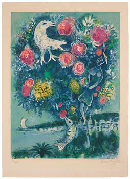 Marc Chagall After, "La Baie des Anges au bouquet de roses", from: "Nice et la Côte d 'Azur".