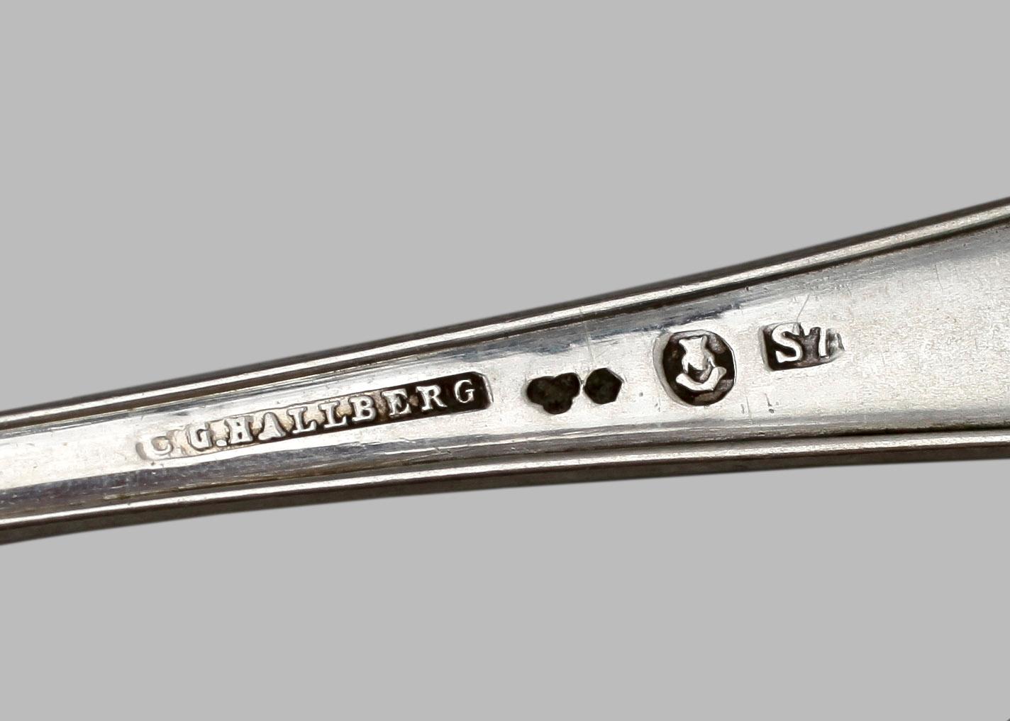 PARTI BESTICK, silver. Bl a Samuel (Sam.)Pettersson, Lindköping, 1882. 1800-tal. Totalvikt ca 1200 g.