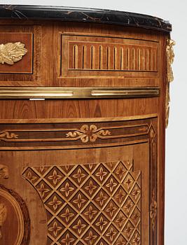 The "De Geer cabinets" a pair of demi-lune cabinets by Georg Haupt (master in Stockholm 1770-1784), Gustavian.