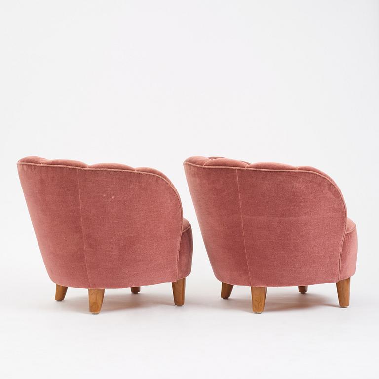 Otto Schulz, a pair of easy chairs, Boet, Gothenburg 1940s.