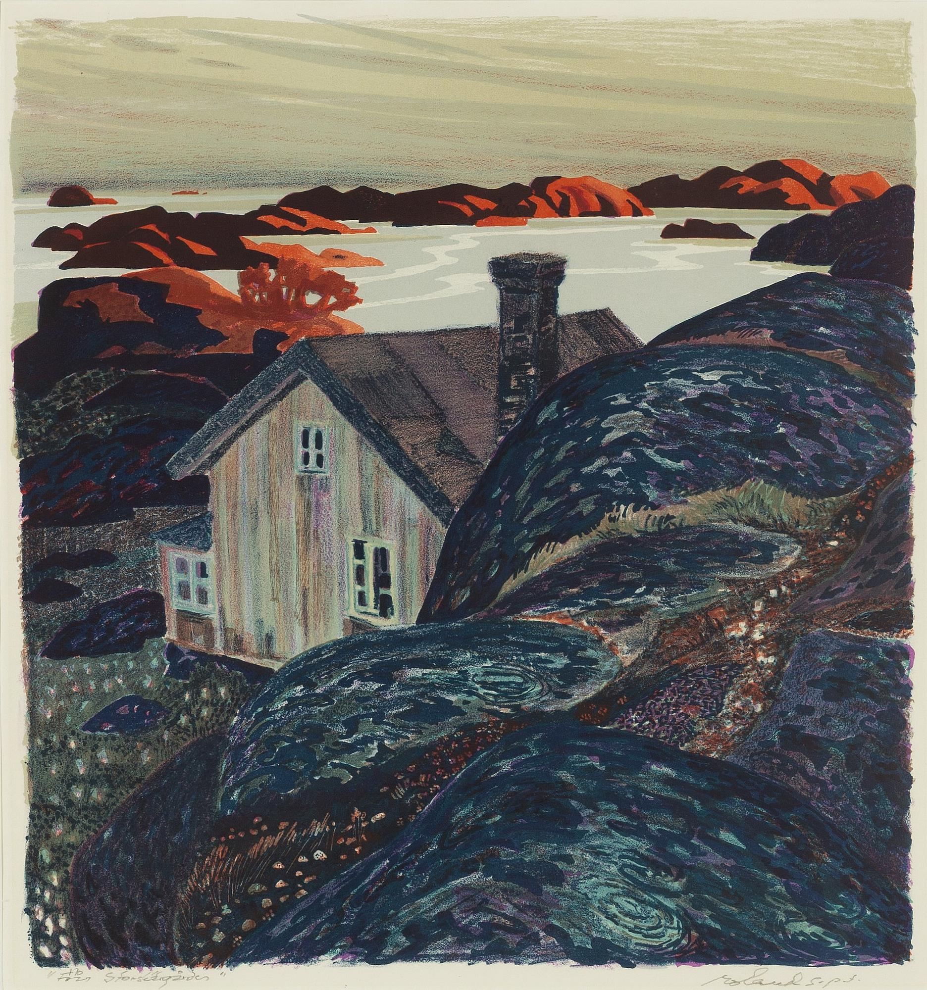 Roland Svensson, lithograph in colours, signed Pt.