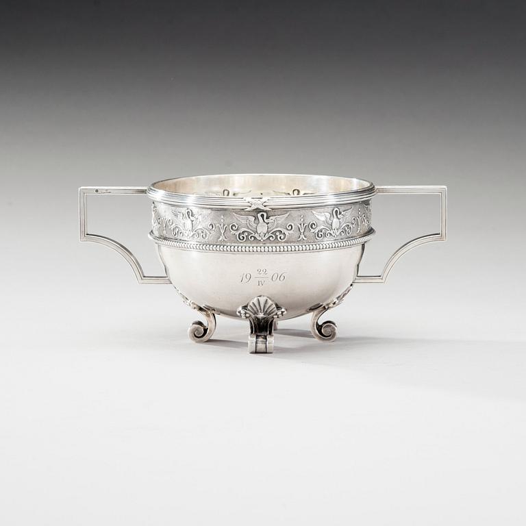 A FABERGÉ SILVER BOWL.