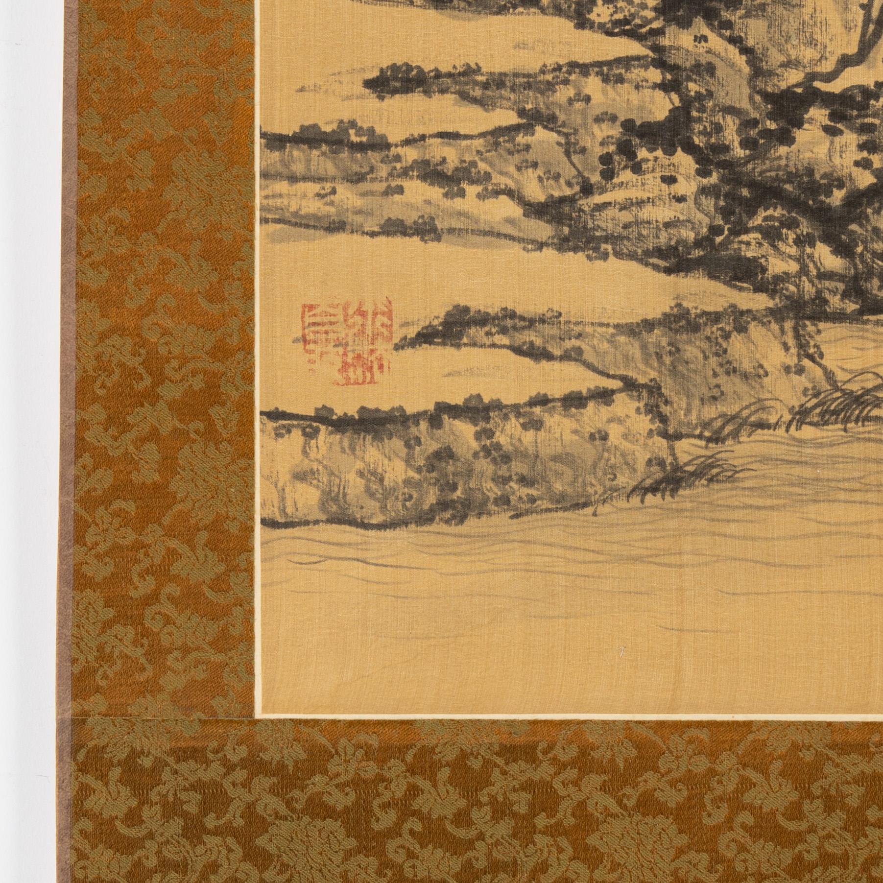 Japanese scroll painting, ink and colour on paper, 20th century. Unidentified artist.