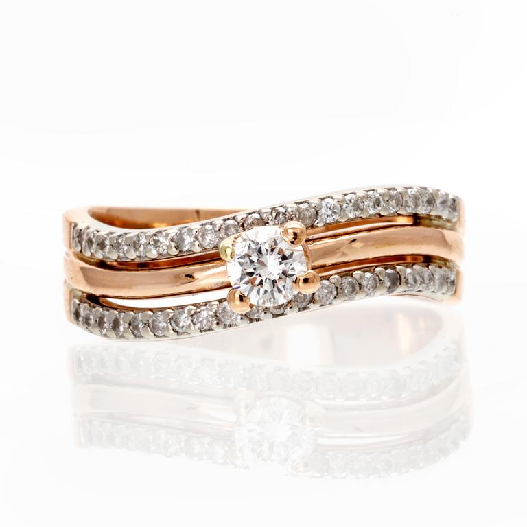 Ring 18K guld brilliant-cut diamonds approx 0,50 ct in total, size 57.