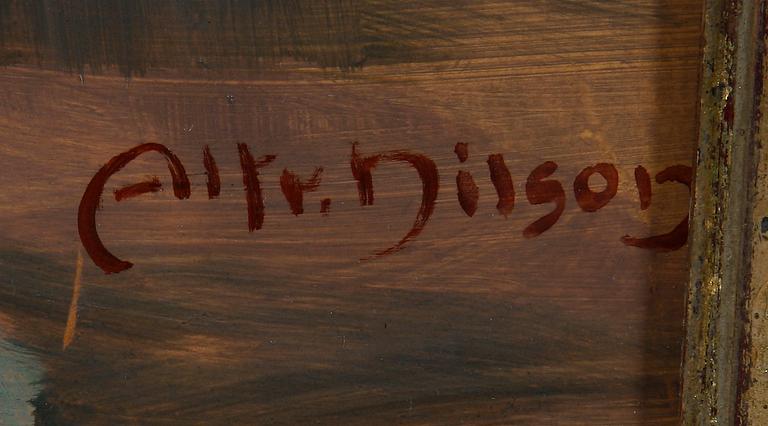 NILSSON, ALFRED. Olja på pannå, sign.