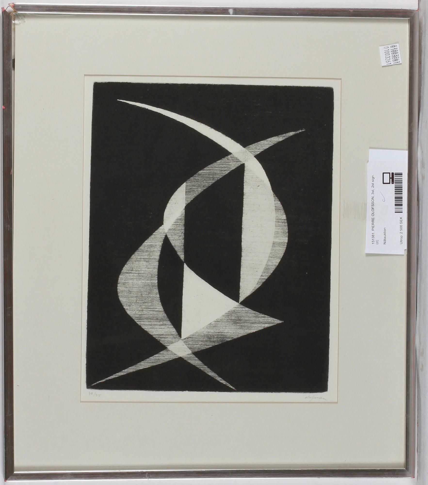 PIERRE OLOFSSON, litografier, 3 st, varav 2 st sign o numr.