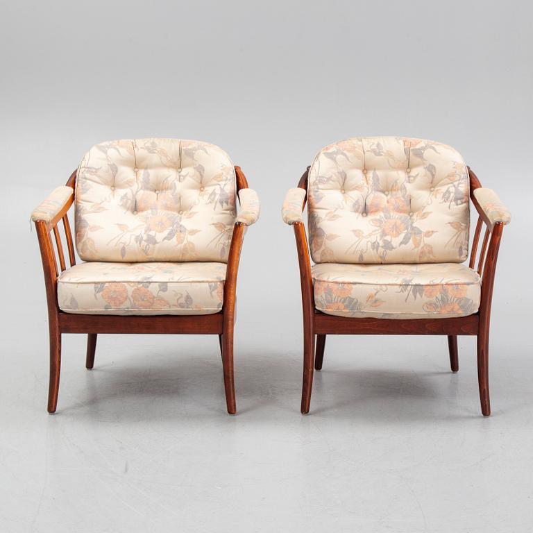 Armchairs, a pair, "Andorra," Bröderna Andersson, Ekenässjön AB, latter half of the 20th century.