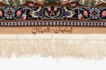 A carpet, old, Esfahan, part silk, signed Shabani, ca 246 x 161 cm.