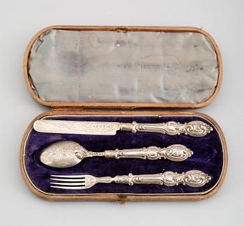DOPSET, 3 delar, silver, Birmingham 1865. Vikt ca 70 gram.