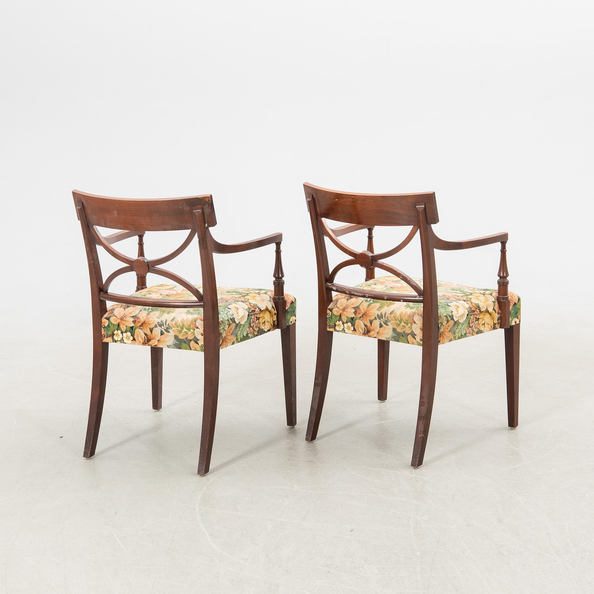 Armchairs, a pair, Regency style, mid-20th century.