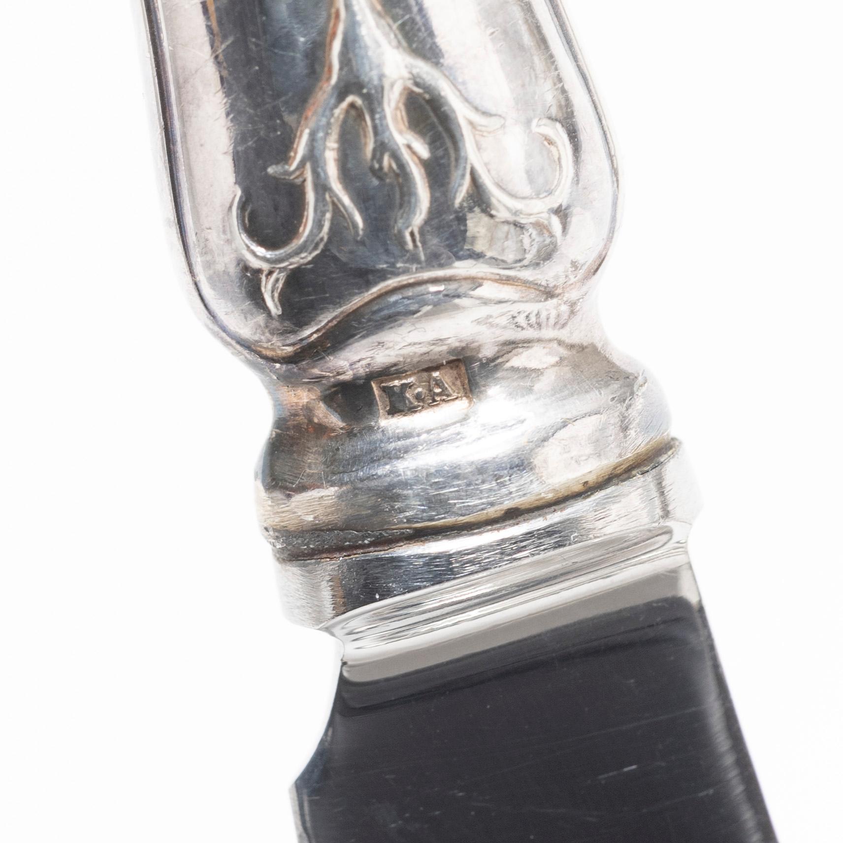 Matknivar, 8 st, silver, modell "Tulpan", bl a K Anderson, Stockholm 1954.