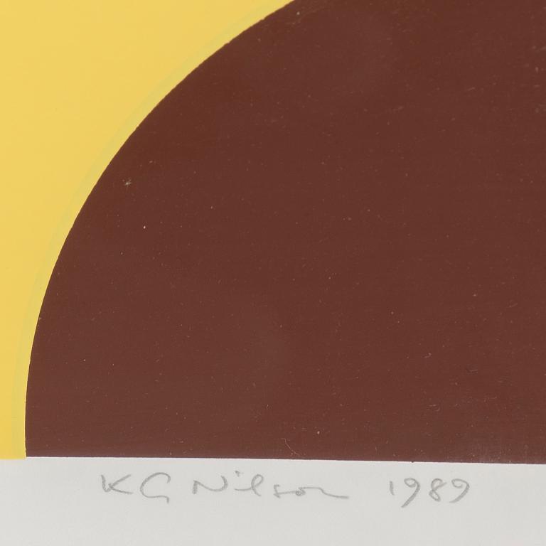 KG NILSSON, färglitografi, signerad och numrerad 3/50. Daterad 1989.