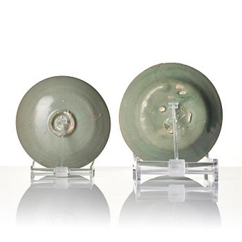 Two Korean celadon-glazed bowls, Goryeo Dynasty, 12th/13th century.
