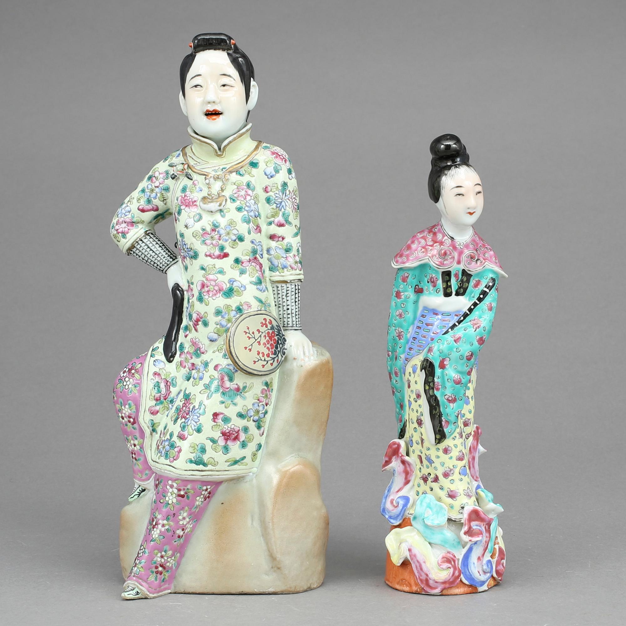 FIGURINER, 2 st, porslin, Kina 1800-tal.