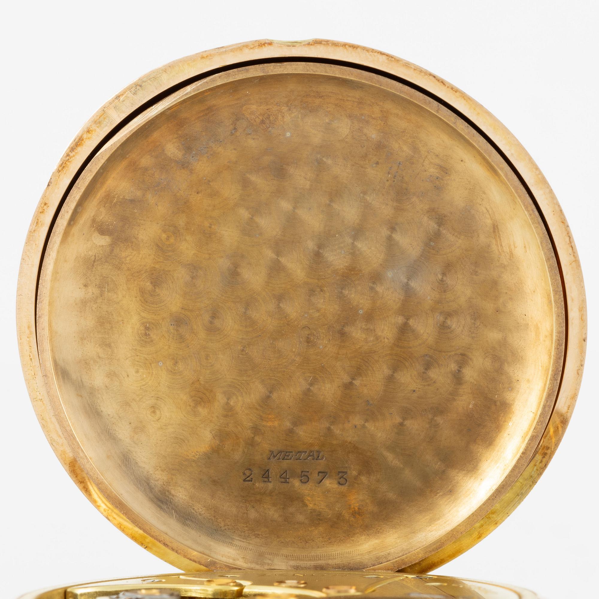 Pocket watch, Zenith, 14K gold, 50.5 mm.