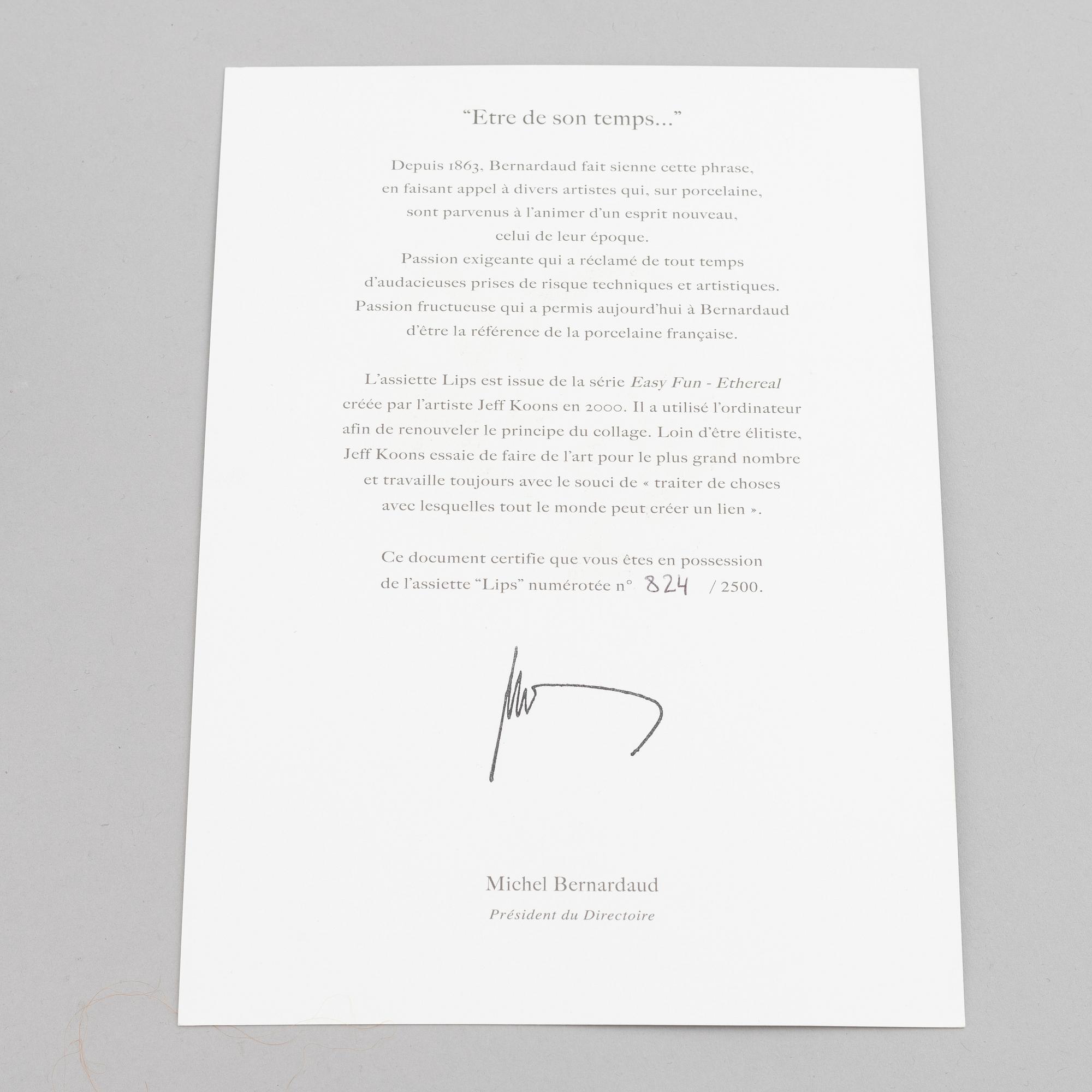 Jeff Koons, plate/multiple, 824/2500.