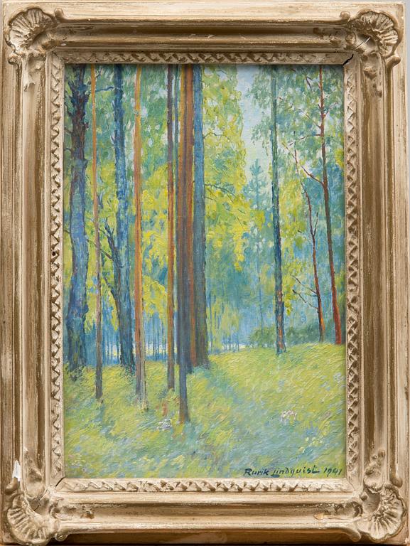 RURIK LINDQUIST, öljy kankaalle, pingotettu levylle, signeerattu ja päivätty 1941.