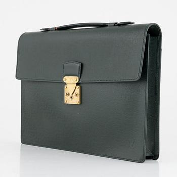 Louis Vuitton, a green Taiga 'Kourad' briefcase, 1997.