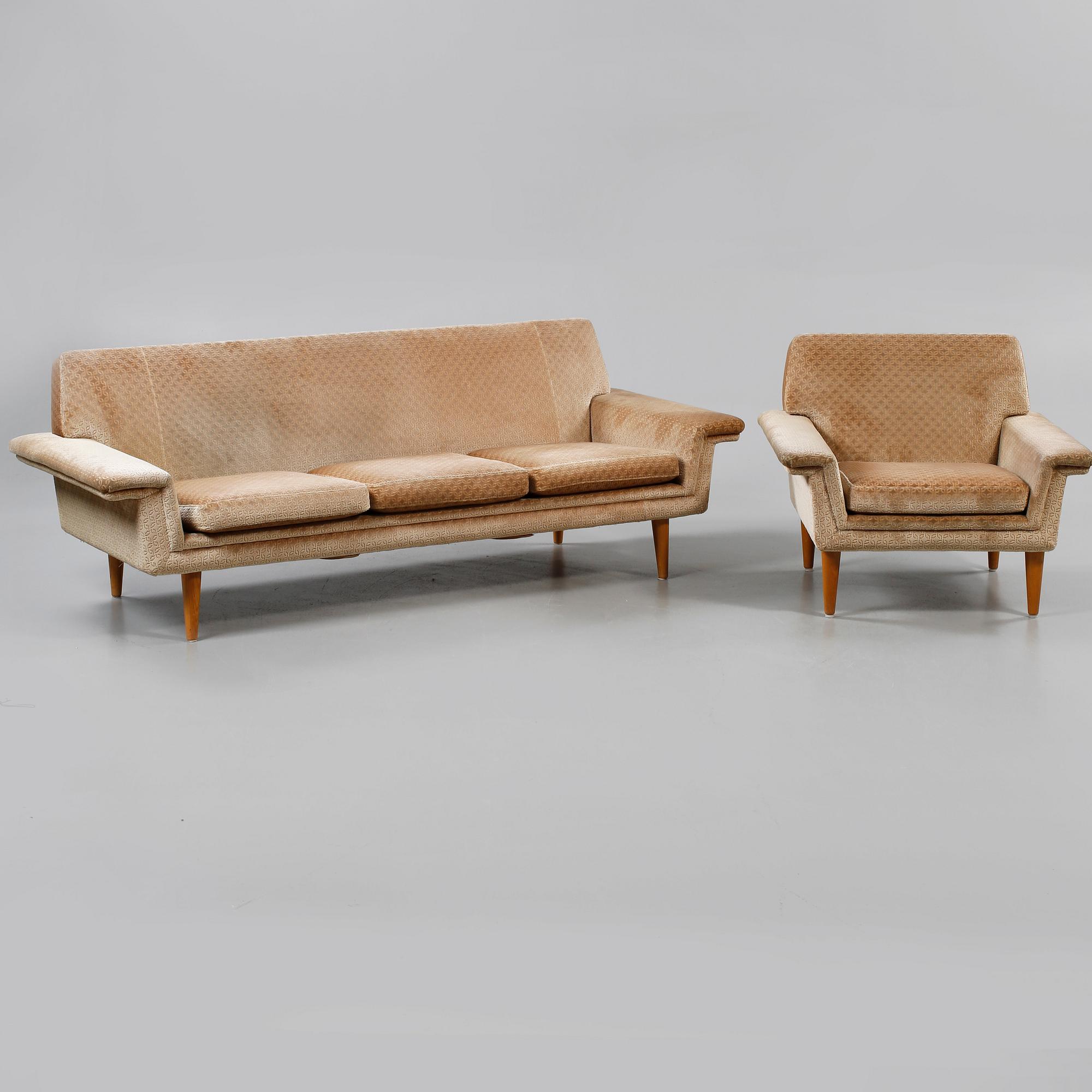 SOFFA samt FÅTÖLJ, Trensum, omkring år 1960. brickmärkta.