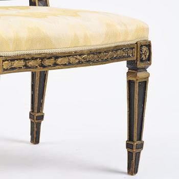 A French Louis XVI chair, late 18th century.