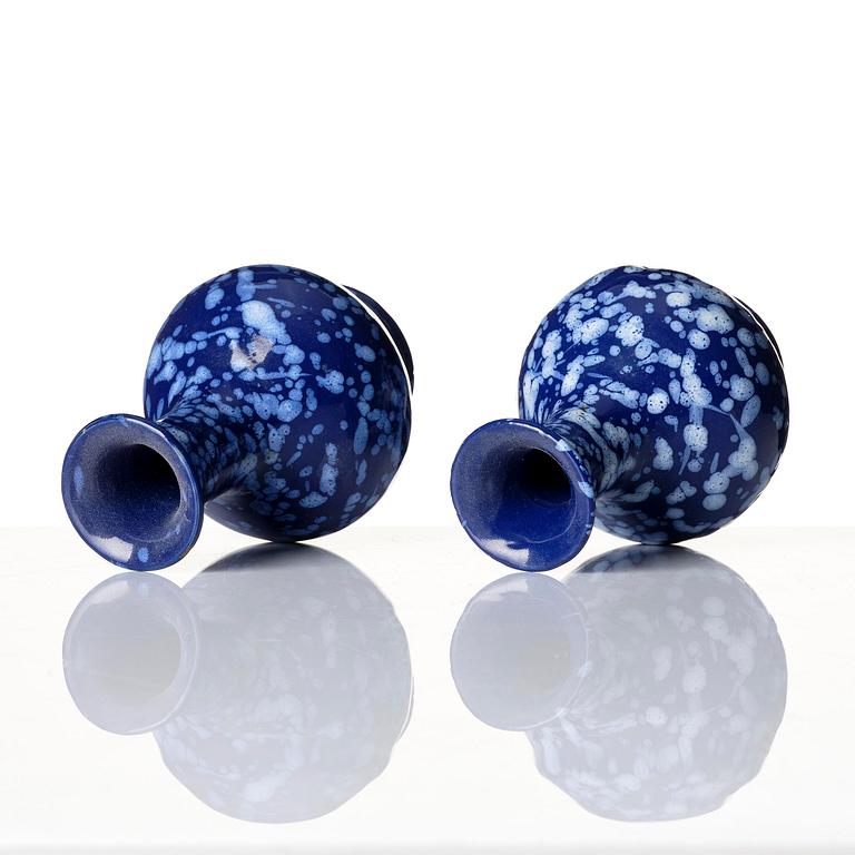 A pair of French Nevers 'Bleu Persan' vases, possibly 19th century.