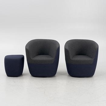 UN Studio/Ben van Berkel, a pair of 'Seating Stones' armchairs with a foot stool, Walter Knoll.