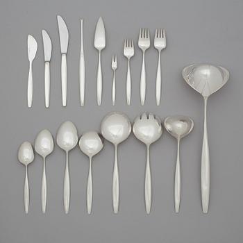 Tias Eckhoff, a 128 pcs set of 'Cypress' sterling and stainless steel flatware, Copenhagen post 1953.