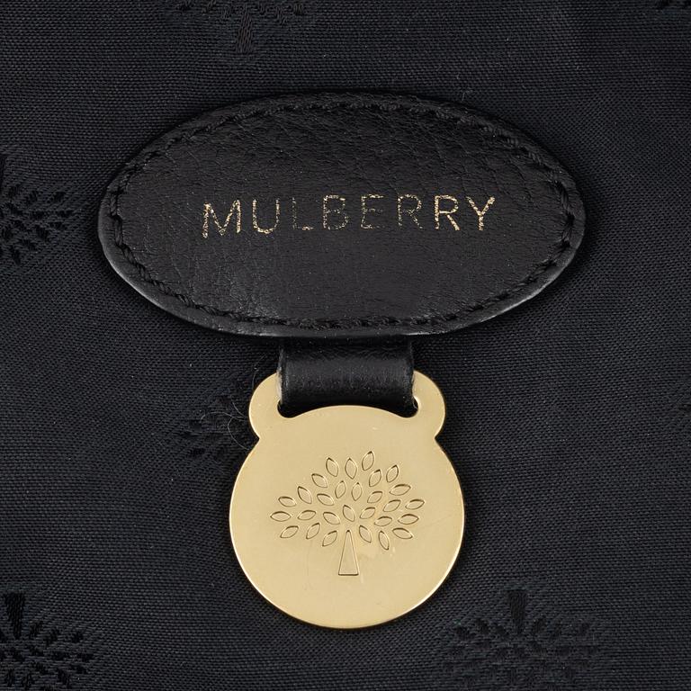 Mulberry, a black leather bag.