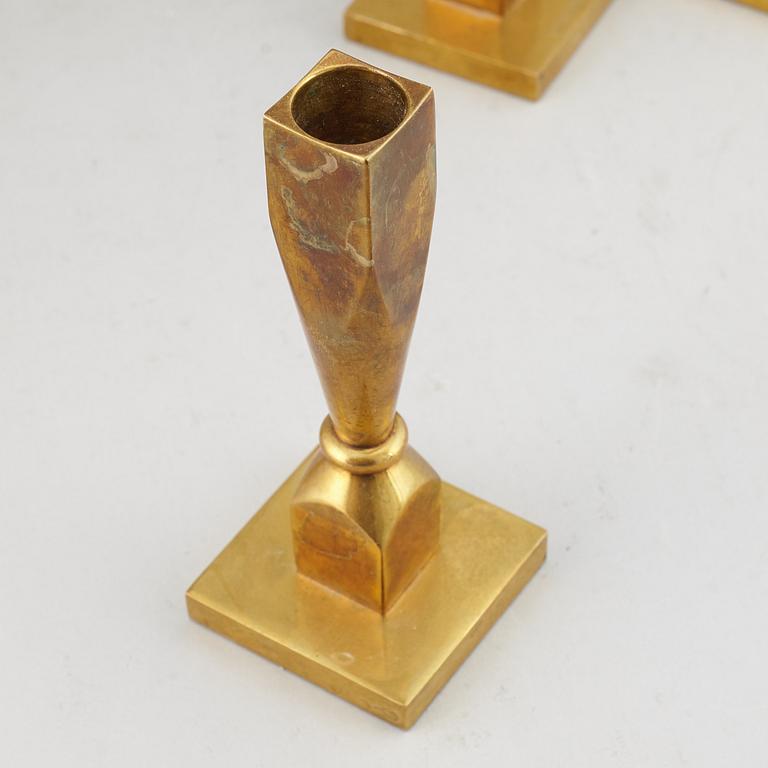 Six candlesticks and one candelabra, Gusum GoProduct AS, brass.