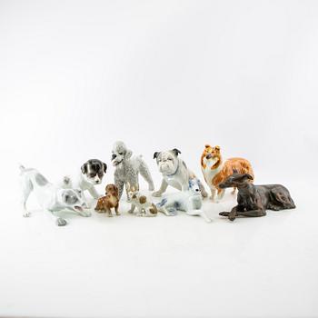 Figurines 9 pcs 20th century porcelain and metal.
