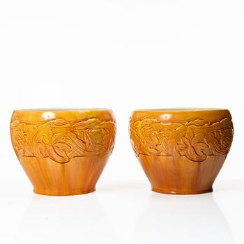 Cachepots, a pair, Art Nouveau, Rörstrand, early 20th century.