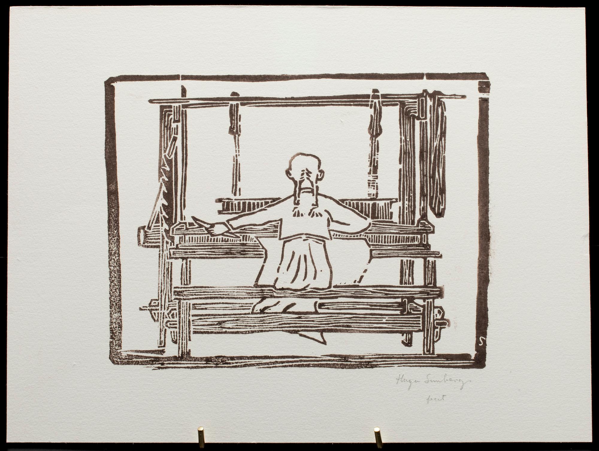 HUGO SIMBERG, träsnitt 2 st, signerade fecit.