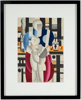 FERNAND LÉGER, efter, färglitografi, signerad i trycket och daterad 31, ur Derrière le Miroir nr 79-80-81 1955.