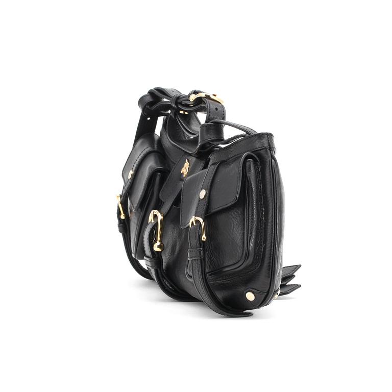 BURBERRY, a black leather shoulder bag.