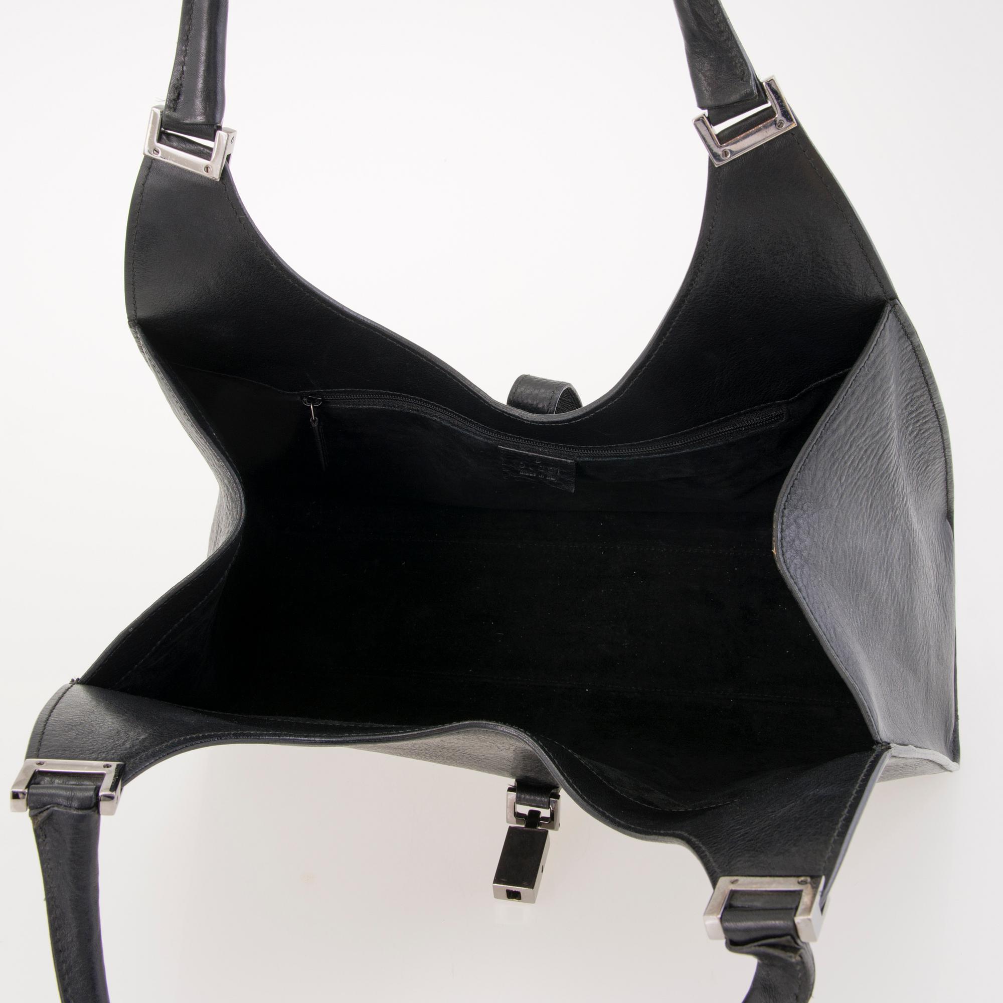 GUCCI Black Leather Jackie O Bag.