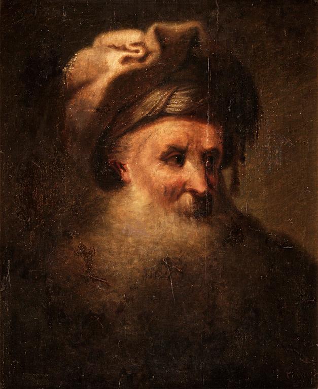 REMBRANDT HARMENSZ. VAN RIJN Hans efterföljd, olja på pannå.