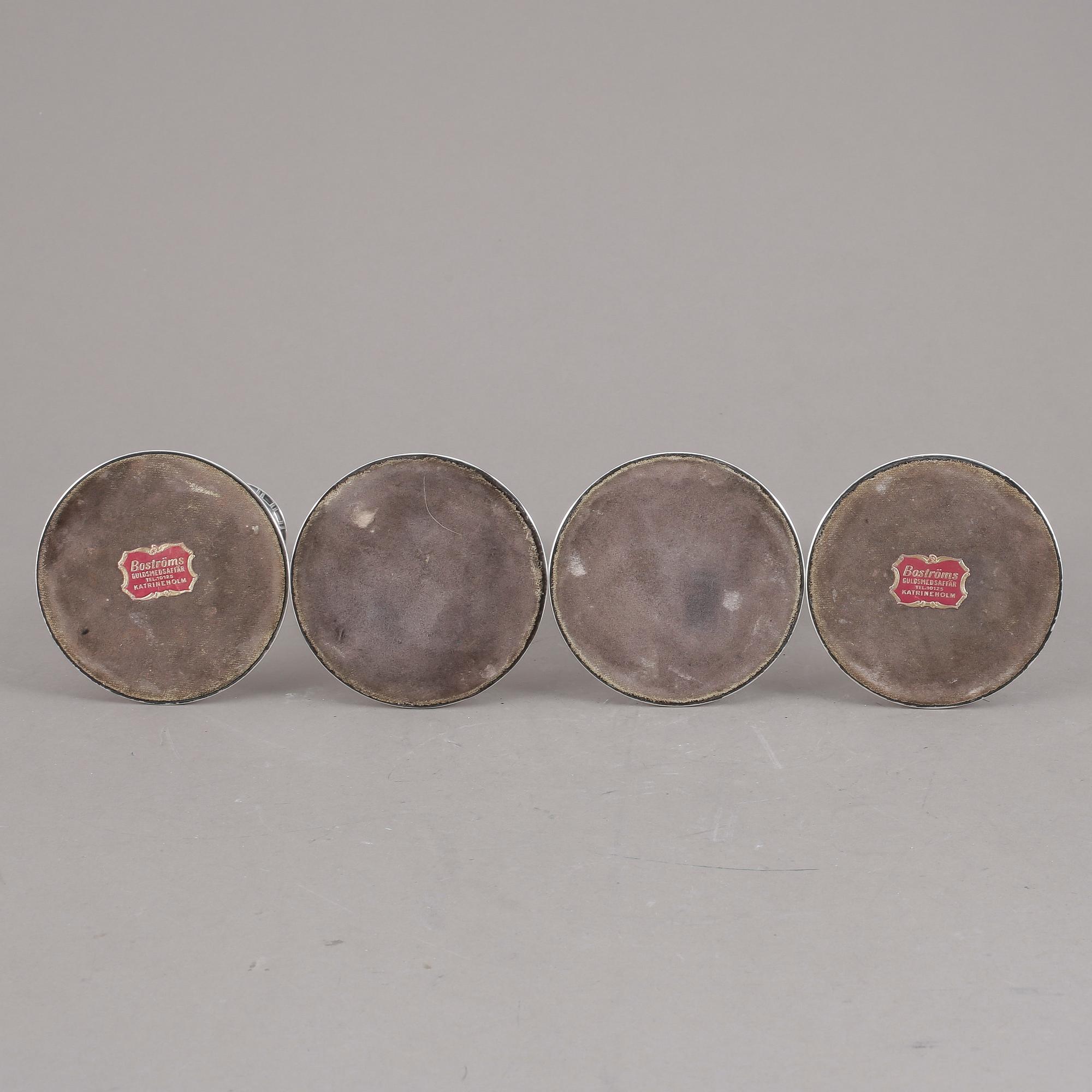 LJUSSTAKAR, 4st snarlika, silver, K&EC, Göteborg, 1956.